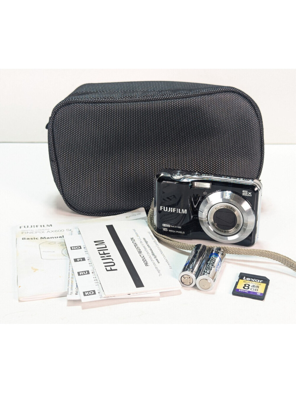 Fujifilm AX655 Finepix 16MP Digital Camera Batteries SD Card Case Manual WORKS!